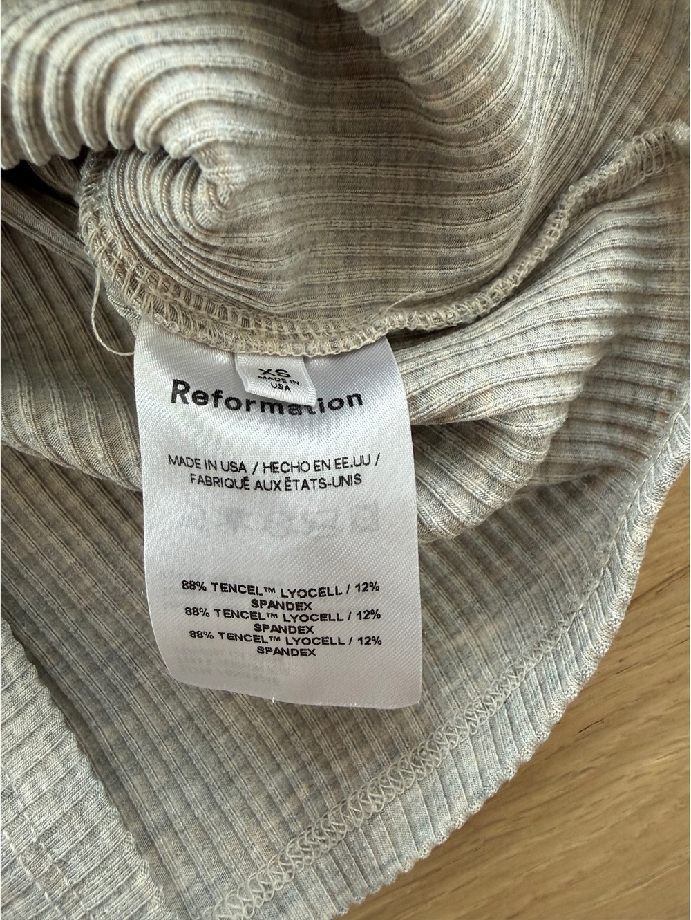 Reformation Gray Ribbed Ruched Button Front Collared Top XS - Picture 7 of 10
